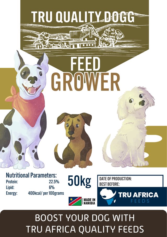 The Tru Quality Dogg Grower 50 kg bag, made in Namibia
